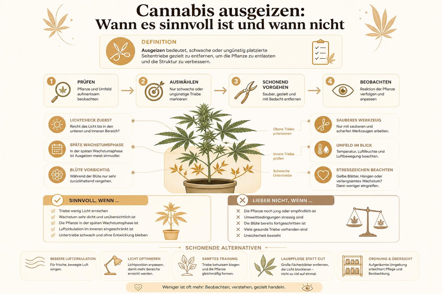 Infografik: Cannabis ausgeizen: Wann es sinnvoll ist und wann nicht