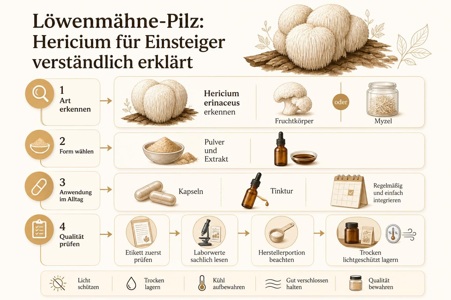 Infografik: Löwenmähne-Pilz: Hericium für Einsteiger verständlich erklärt