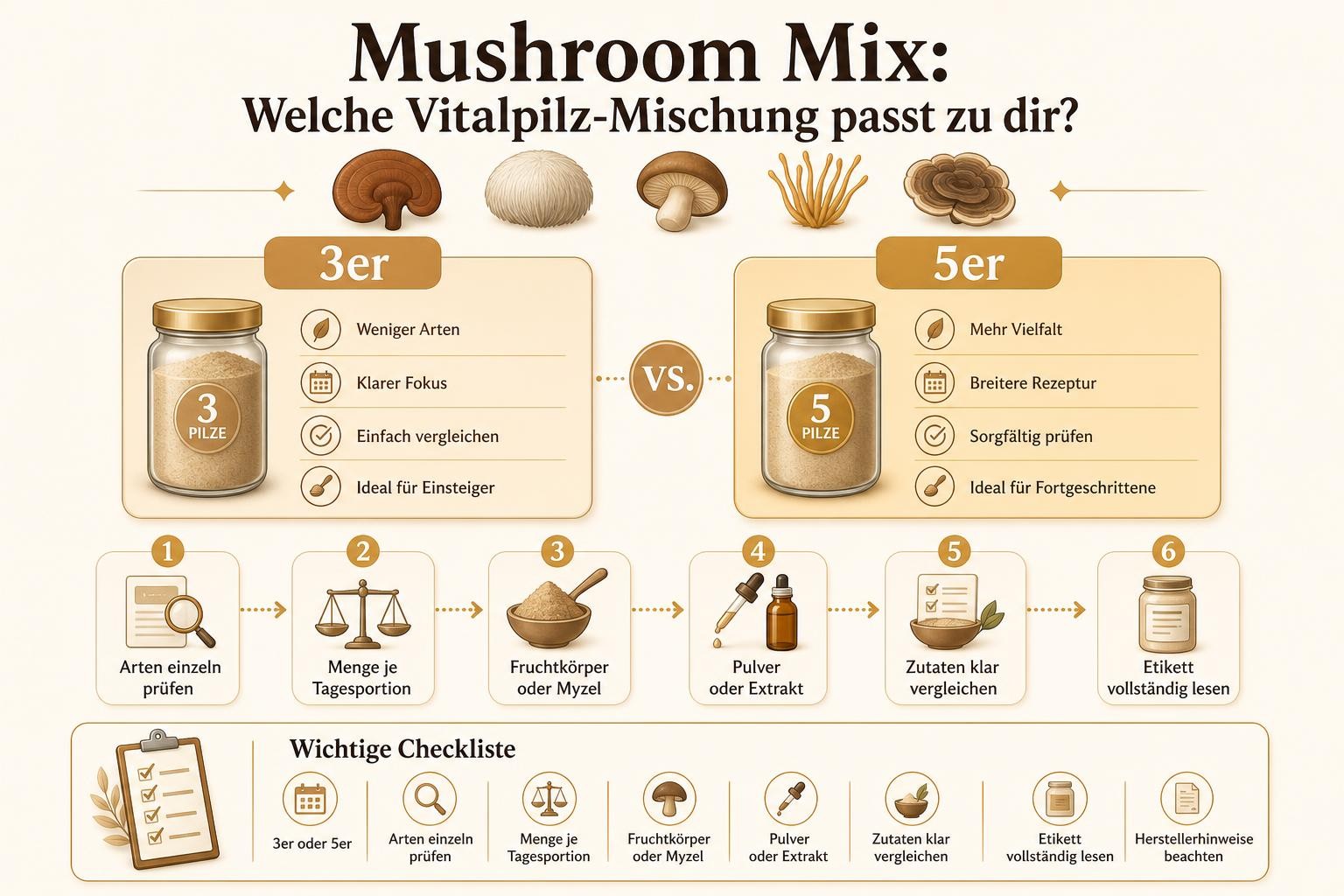 Infografik: Mushroom Mix: Welche Vitalpilz-Mischung passt zu dir?