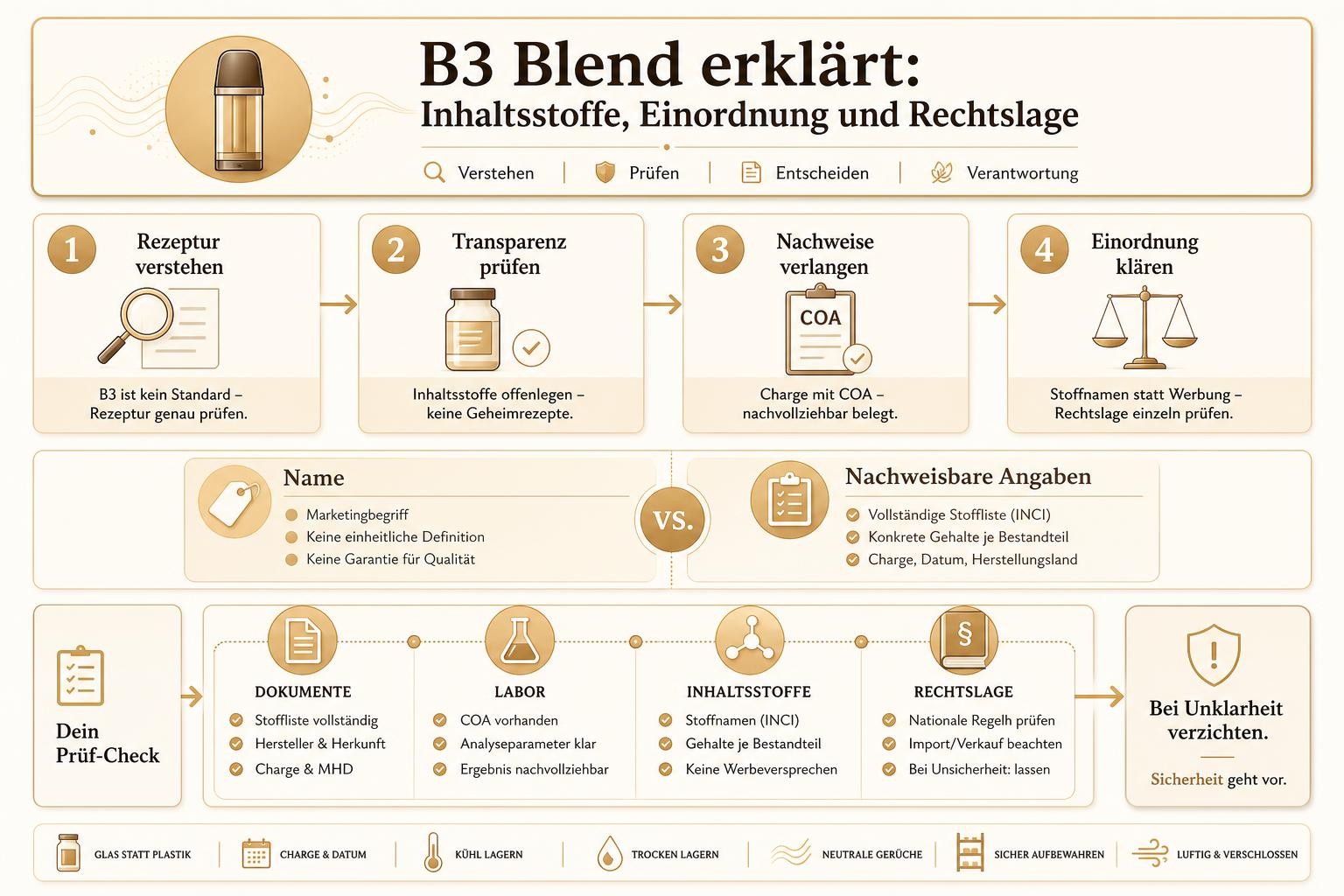 Infografik: B3 Blend erklärt: Inhaltsstoffe, Einordnung und Rechtslage