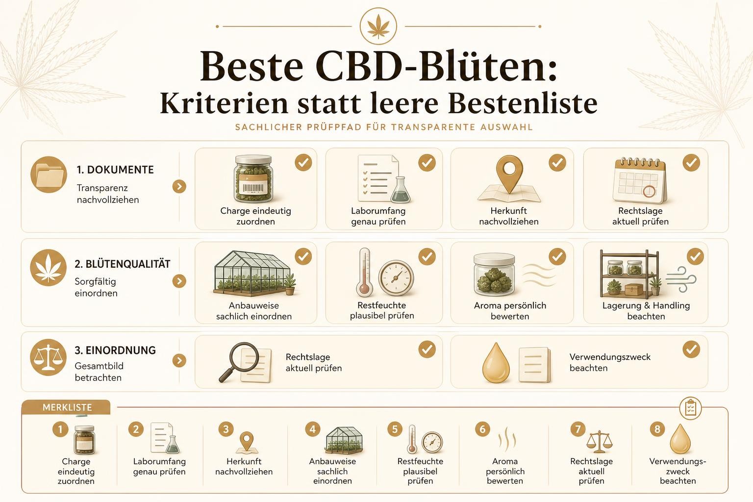Infografik: Beste CBD-Blüten: Kriterien statt leere Bestenliste