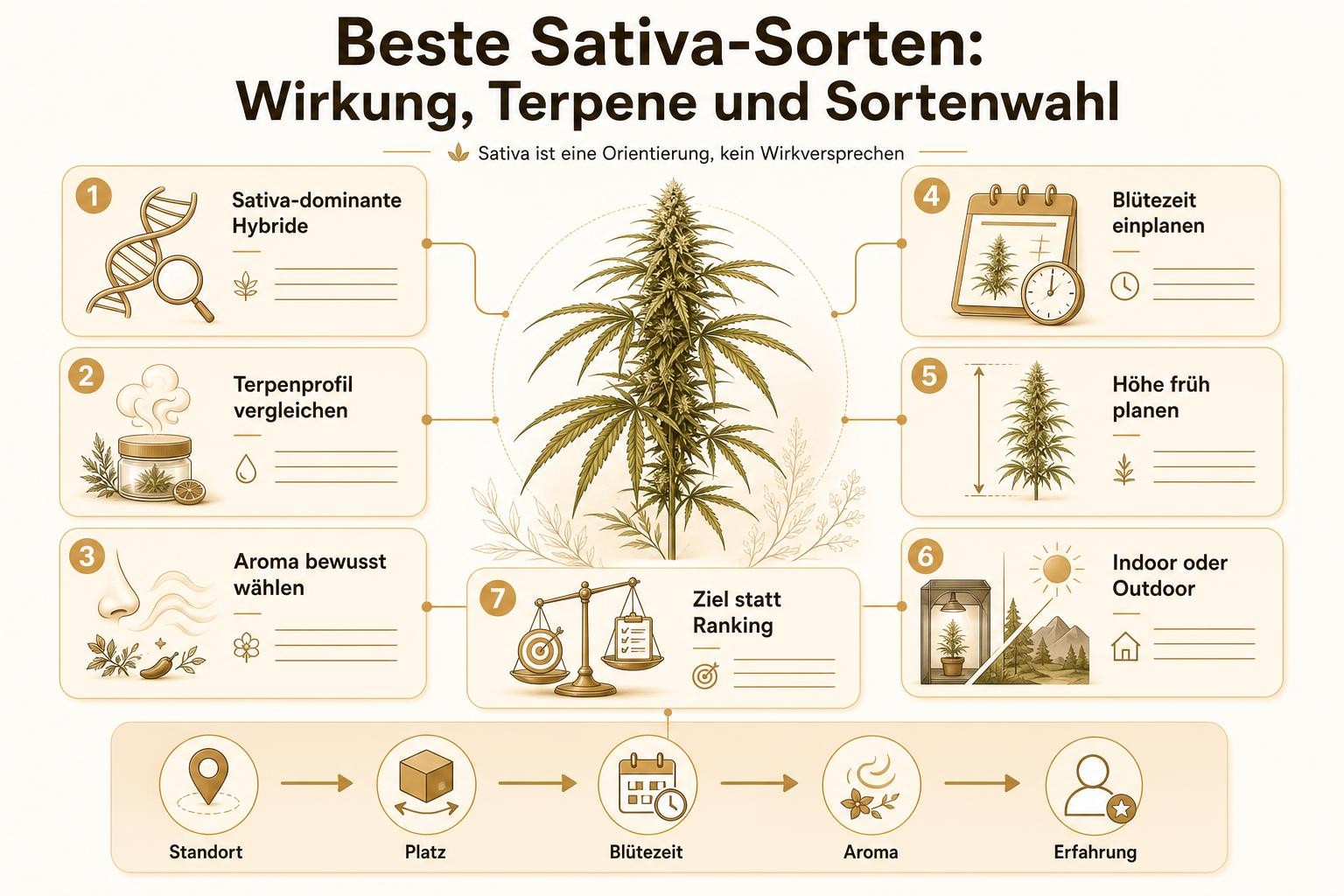 Infografik: Beste Sativa-Sorten: Wirkung, Terpene und Sortenwahl