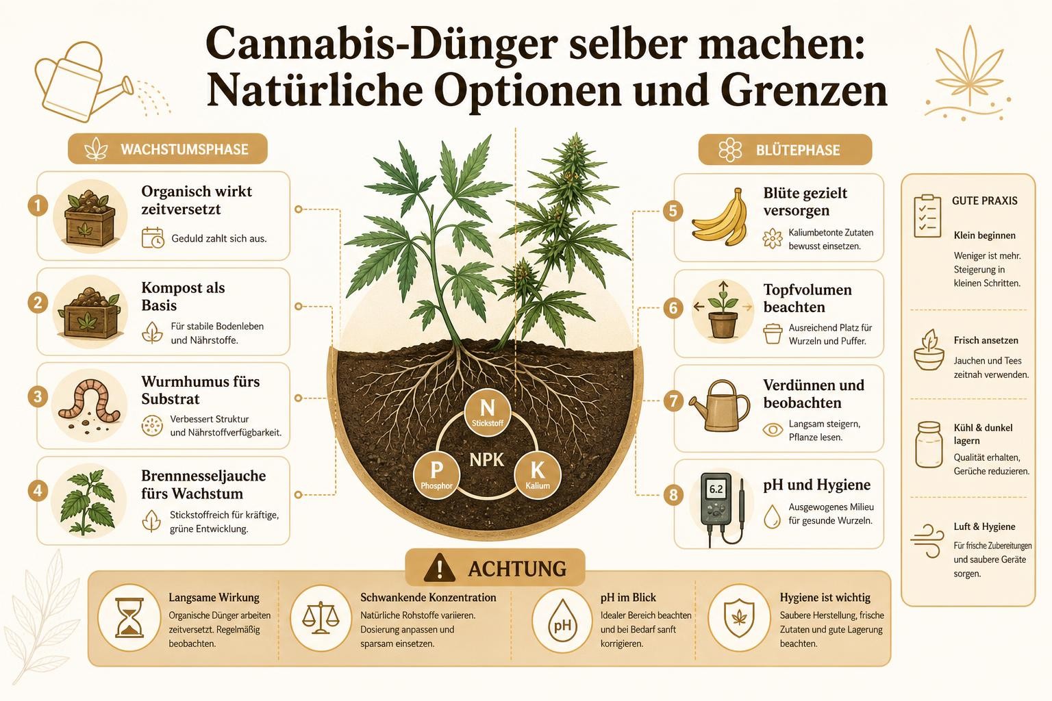 Infografik: Cannabis-Dünger selber machen: Natürliche Optionen und Grenzen
