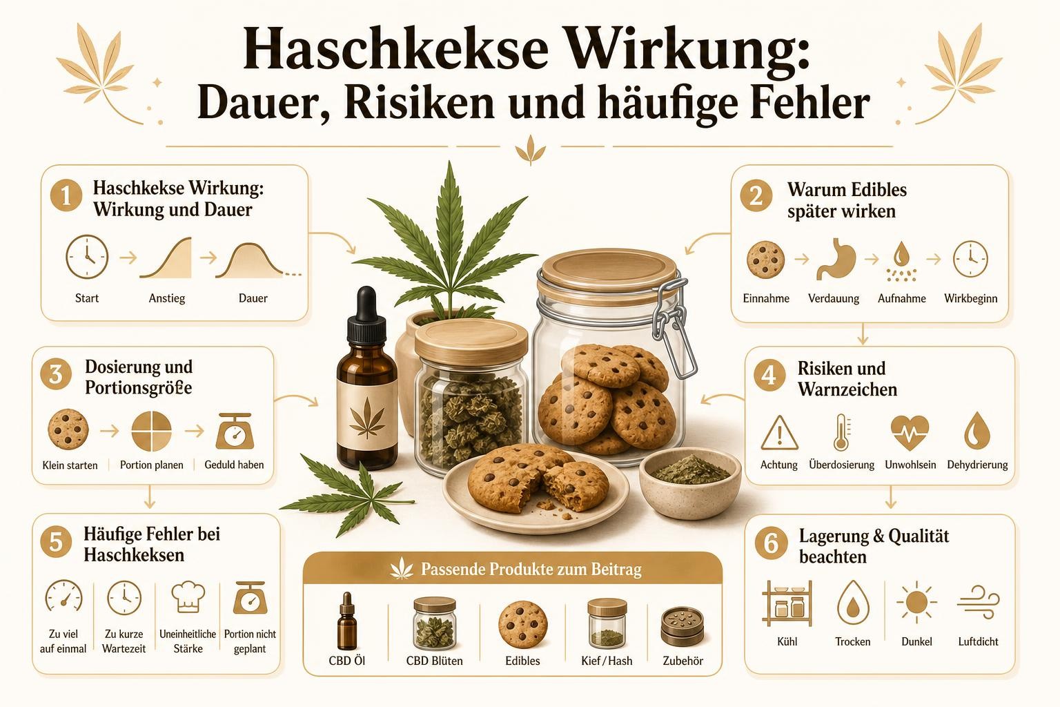 Infografik: Haschkekse Wirkung: Dauer, Risiken und häufige Fehler