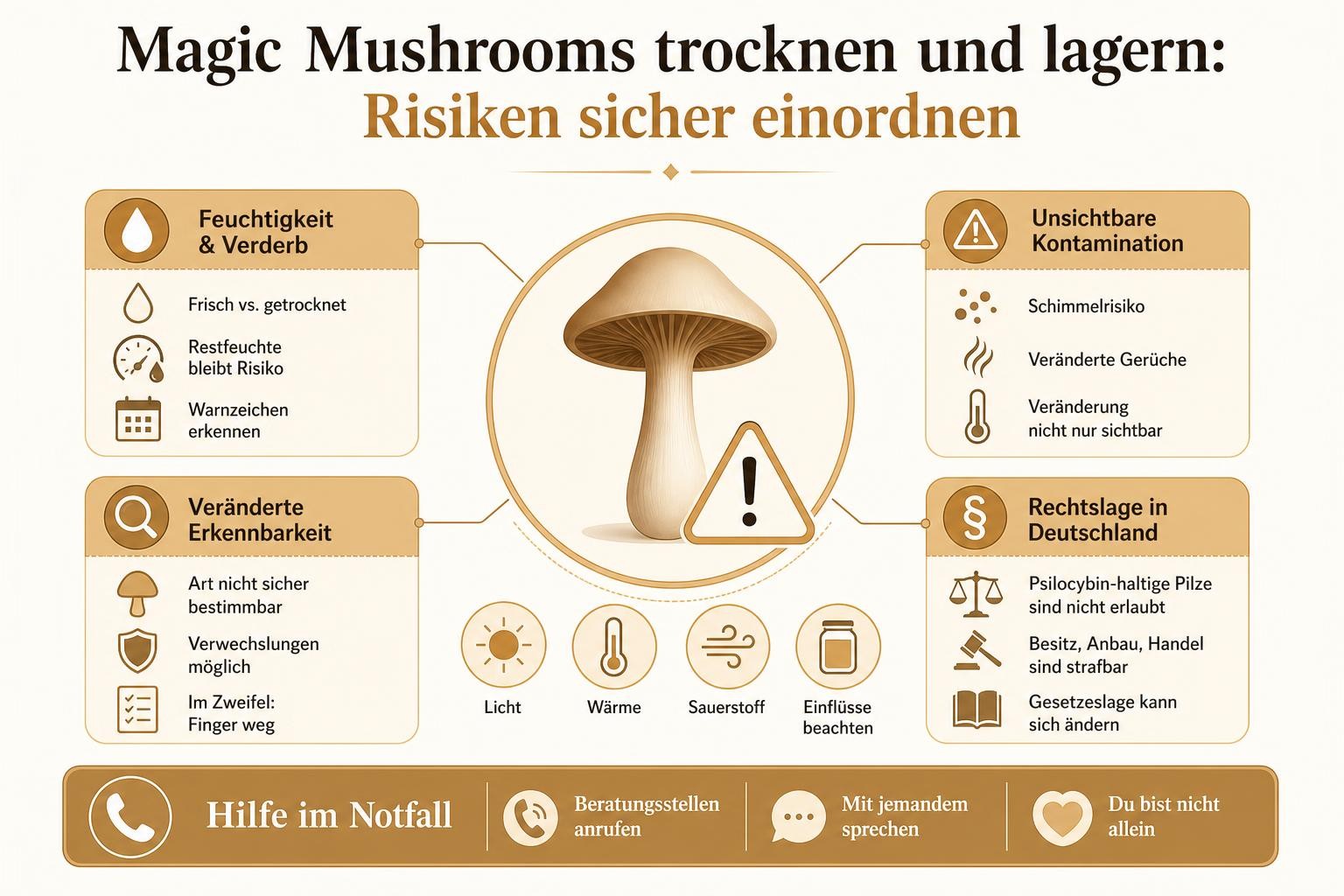 Infografik: Magic Mushrooms trocknen und lagern: Risiken sicher einordnen