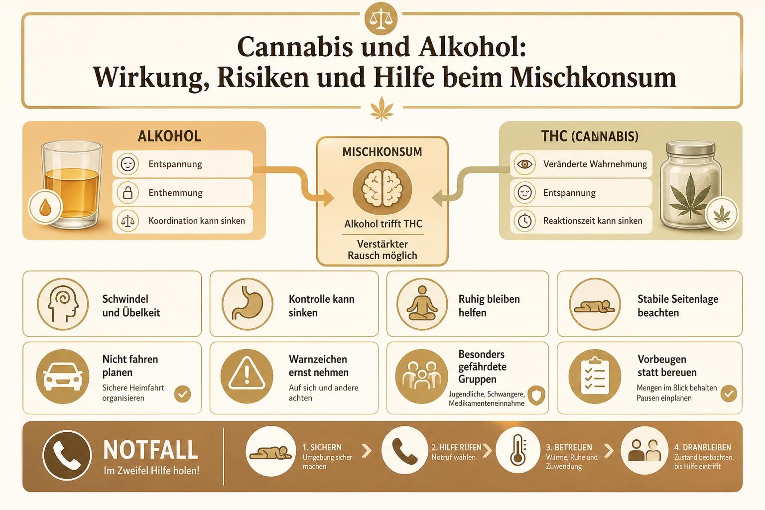 Infografik: Cannabis und Alkohol: Wirkung, Risiken und Hilfe beim Mischkonsum