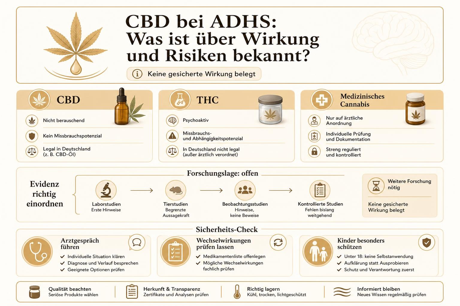 Infografik: CBD bei ADHS: Was ist über Wirkung und Risiken bekannt?