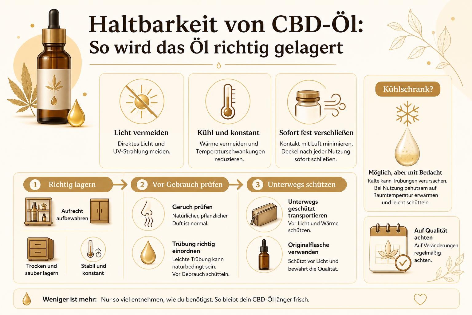 Infografik: Haltbarkeit von CBD-Öl: So wird das Öl richtig gelagert