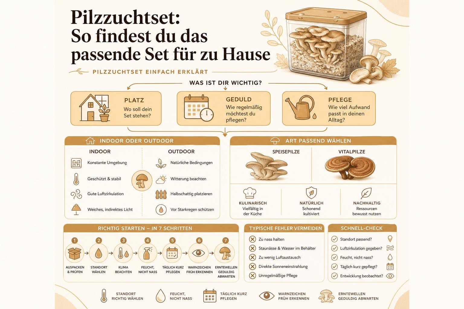 Infografik: Pilzzuchtset: So findest du das passende Set für zu Hause